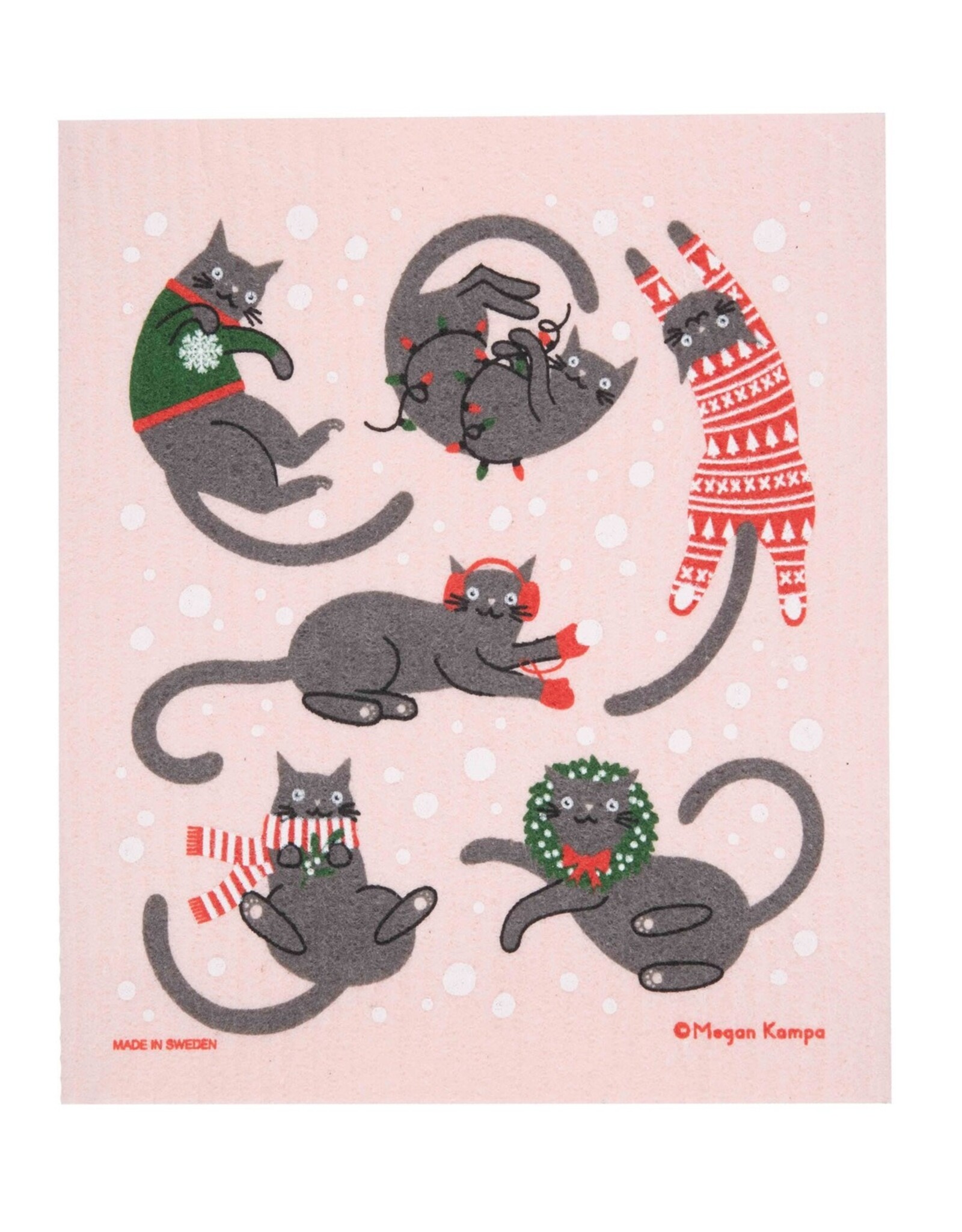 Christmas Cats Swedish Dishcloth