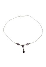 16" Amethyst Stones Sterling Silver Necklace