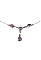 16" Amethyst Stones Sterling Silver Necklace