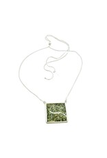 Green Amber Sterling Silver Necklace