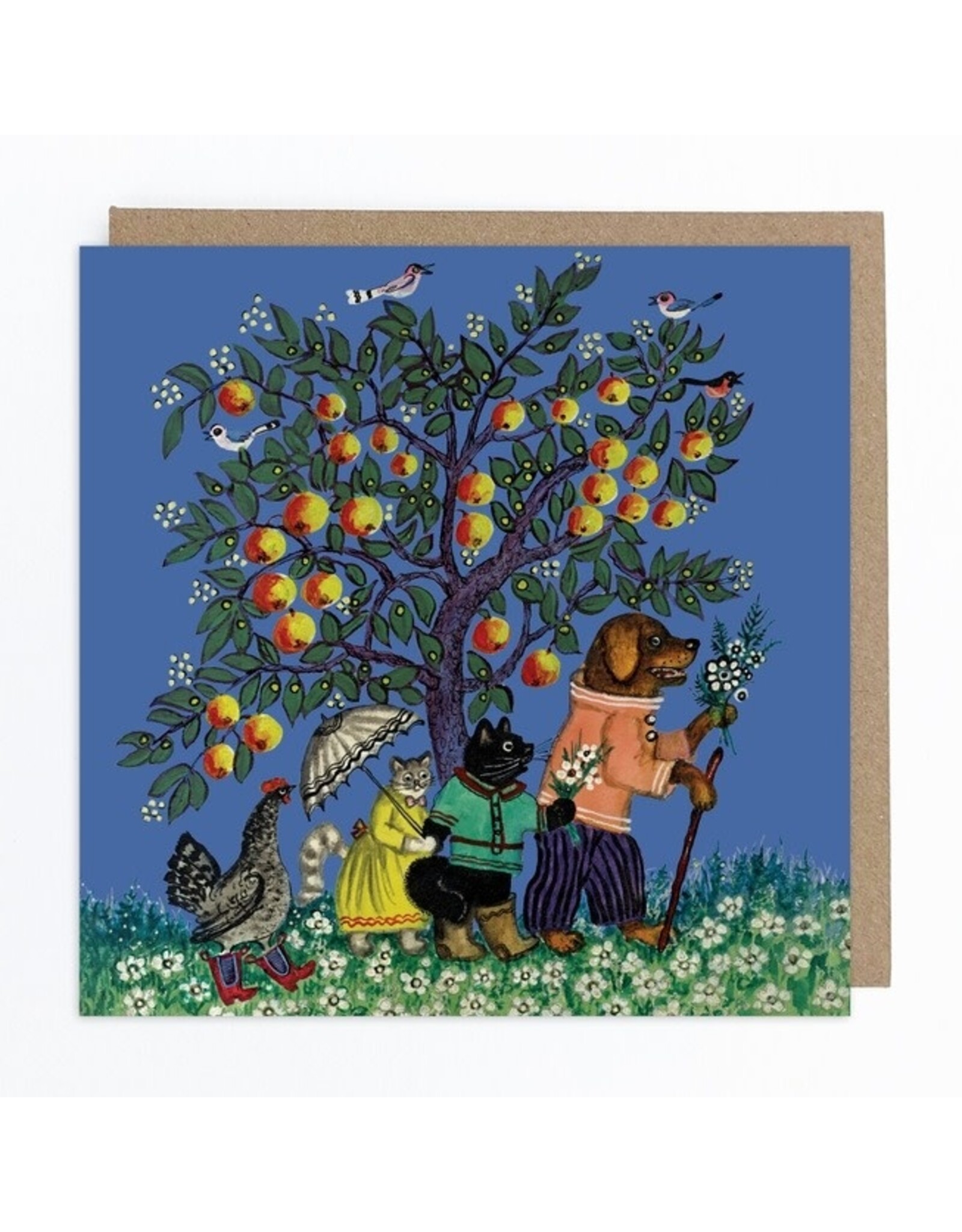 Animals Under Apple Tree Greeting Card