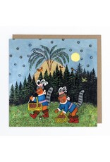 Ginger Cats Picking Berries Greeting Card