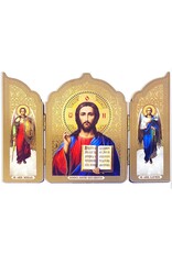 Christ The Teacher With Archangel Michael and Gabriel Icon Triptych