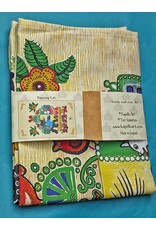 Folk Art Dancing Cats Organic Cotton Tea Towel