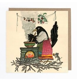 Magpie in Apron Cooking Greeting Card