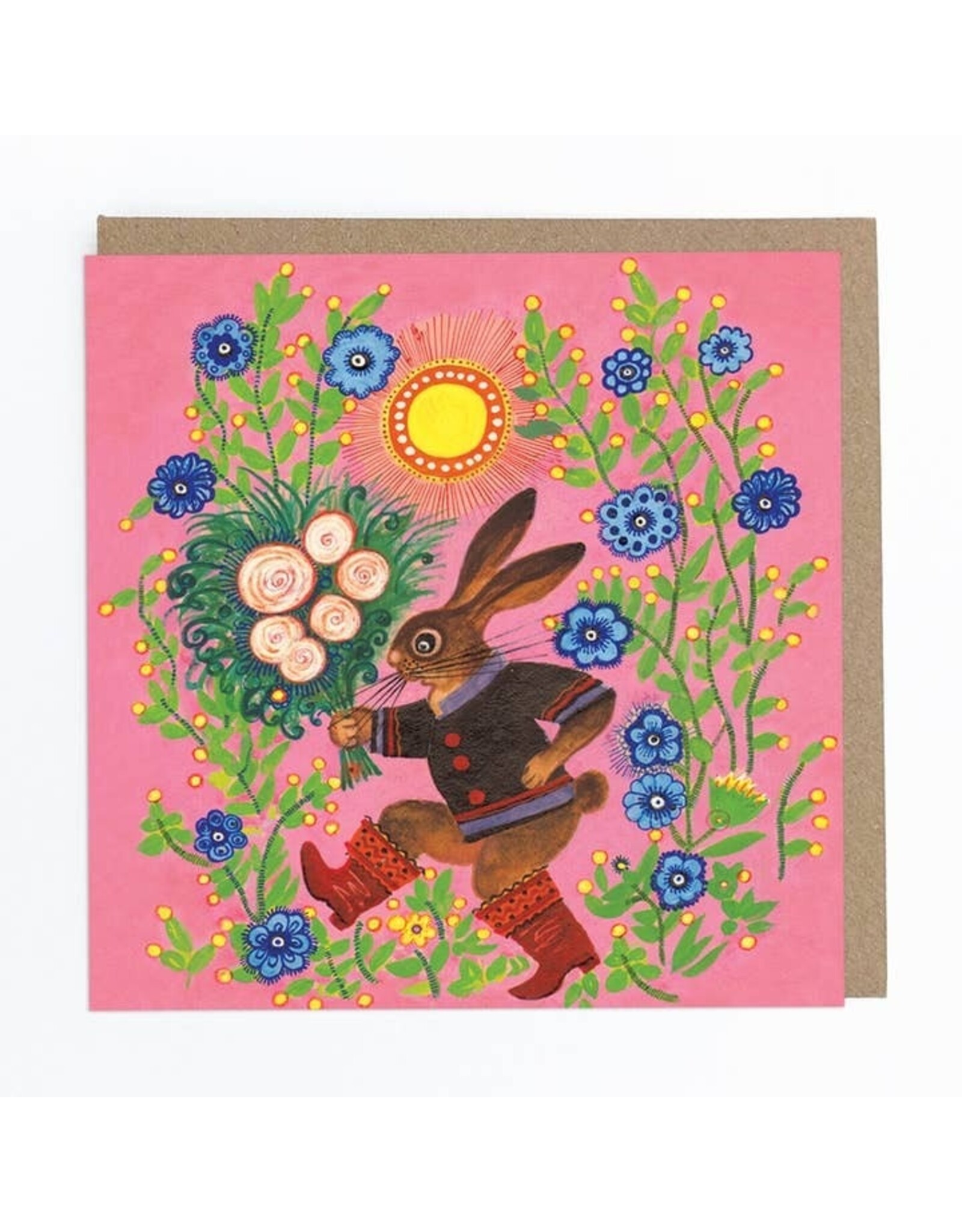 Bunny with Flowers Greeting Card