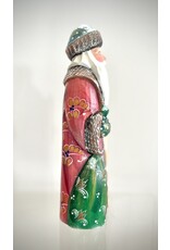 Hand-Carved Hand-Painted Multicolored Grandfather Frost w/Staff