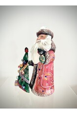 Hand-Carved Hand-Painted Grandfather Frost w/ Christmas Tree