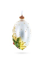 Embossed Rose Bouquet Glass Egg Ornament