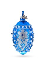 Pearls on Blue Glass Egg Ornament