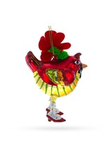 Hen with a Hat Glass Ornament