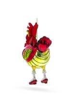 Hen with a Hat Glass Ornament