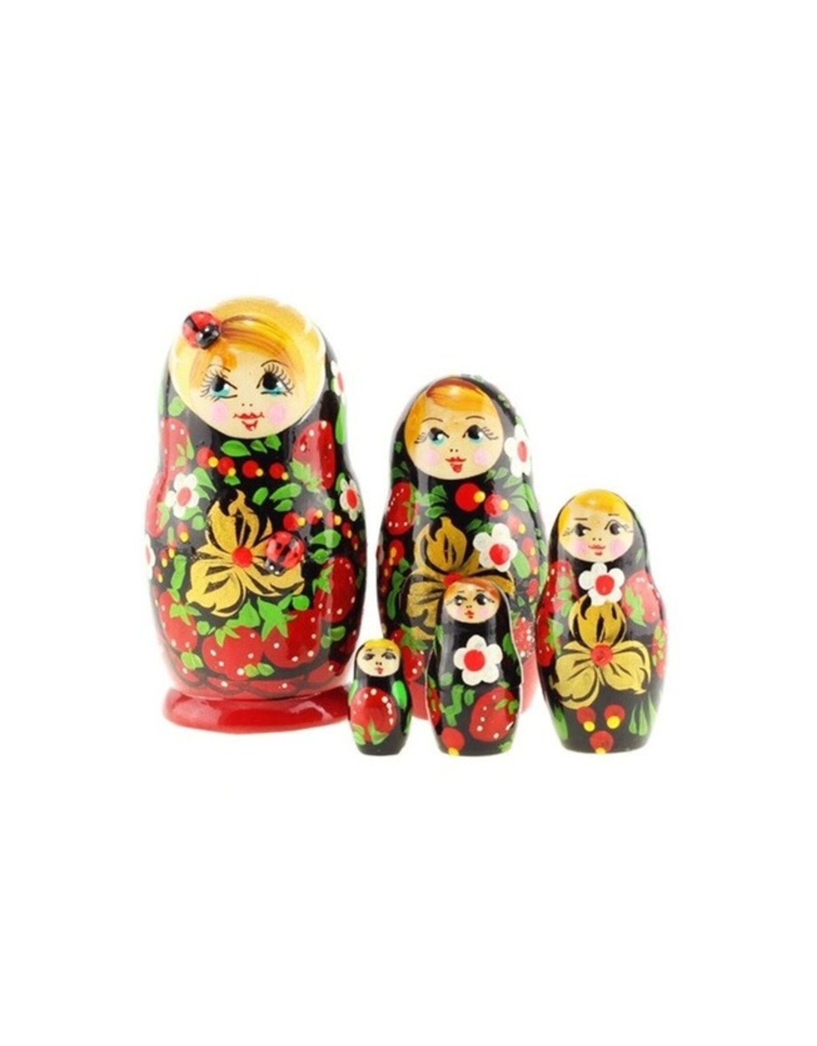 Red Matryoshka w/ Ladybugs 5pc