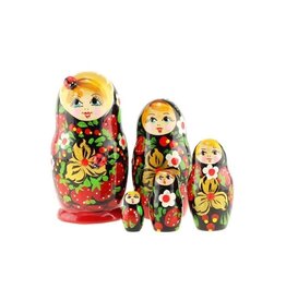 Red Matryoshka w/ Ladybugs 5pc