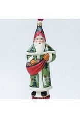 Forest Santa w/ Pinecones Polish Glass Ornament