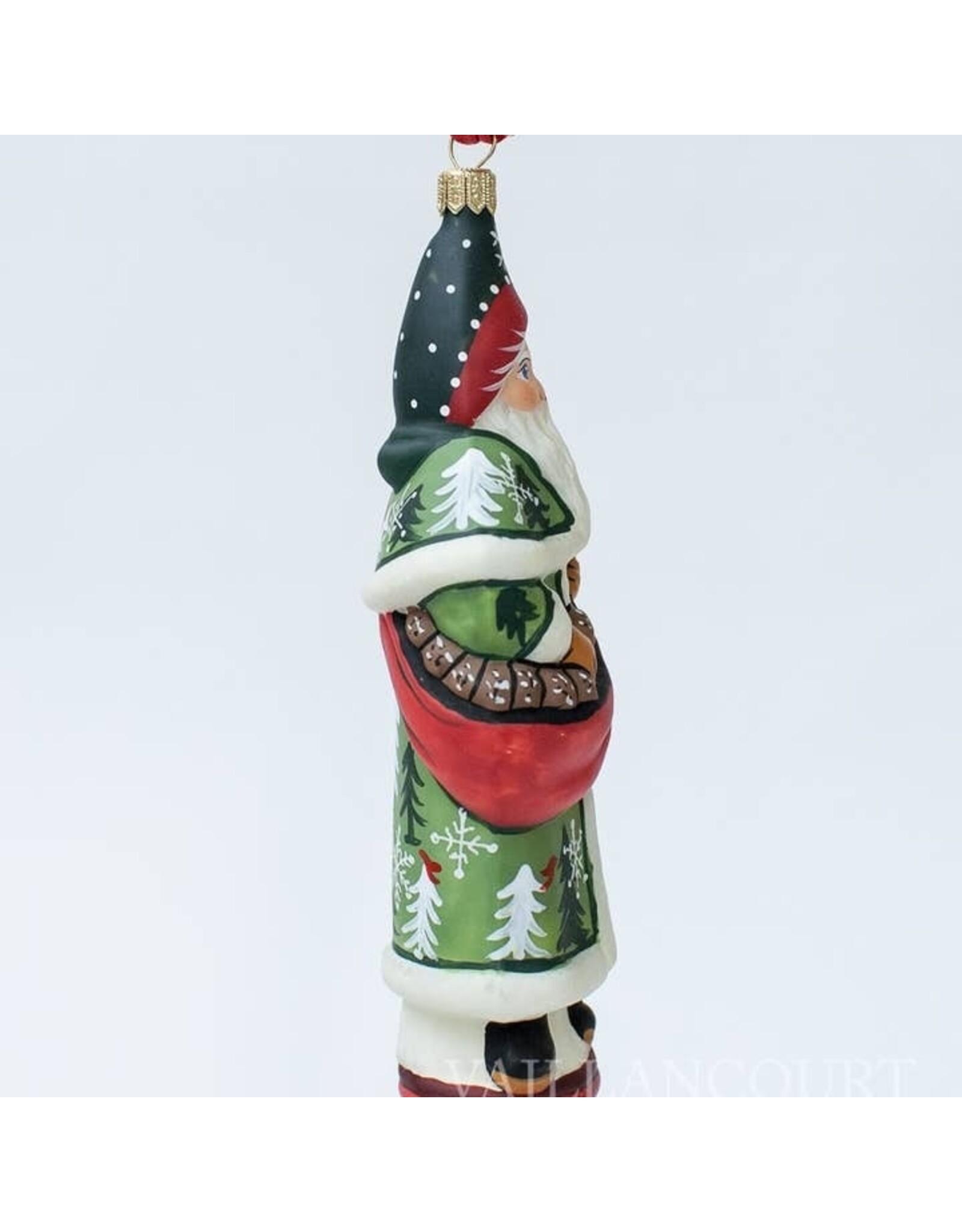 Forest Santa w/ Pinecones Polish Glass Ornament