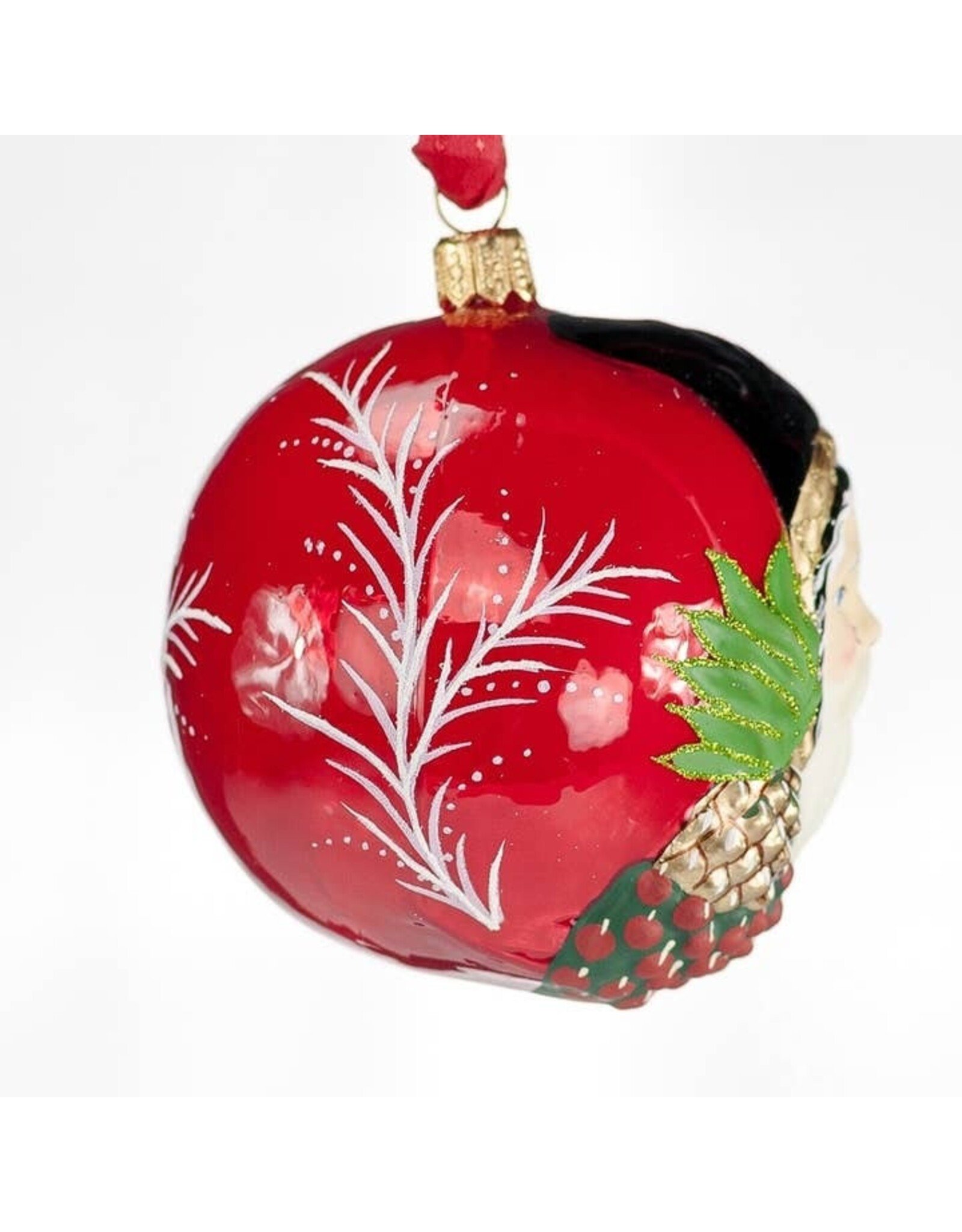 Santa with Pineapple Polish Glass Ornament