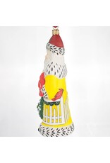 Santa in Yellow with Cardinal Polish Glass Ornament