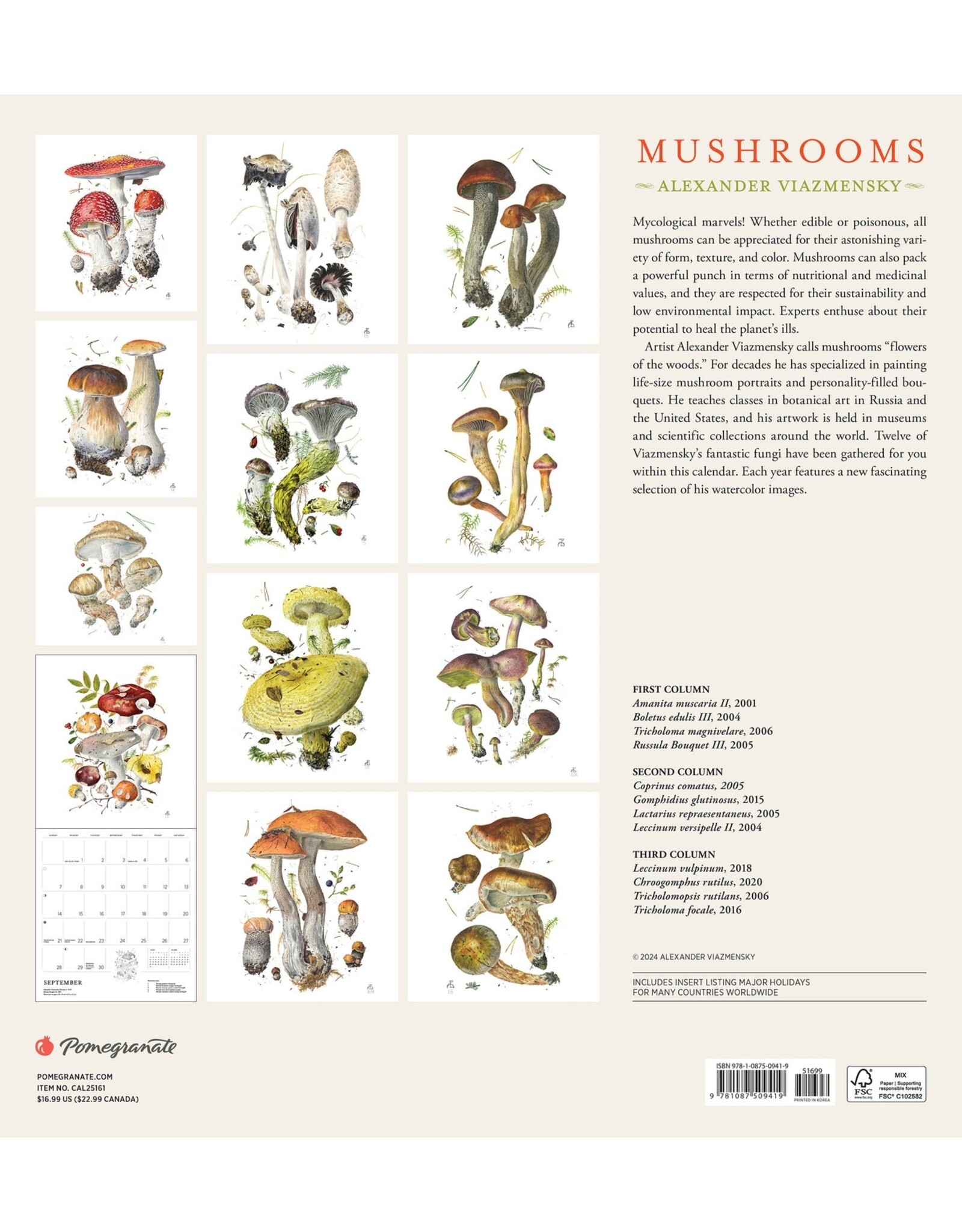 Alexander Viazmensky Mushrooms 2025 Calendar