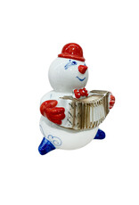 Gzhel Ceramic Snowman with Accordion