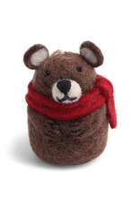 Felt Brown Bear w/ Scarf Ornament