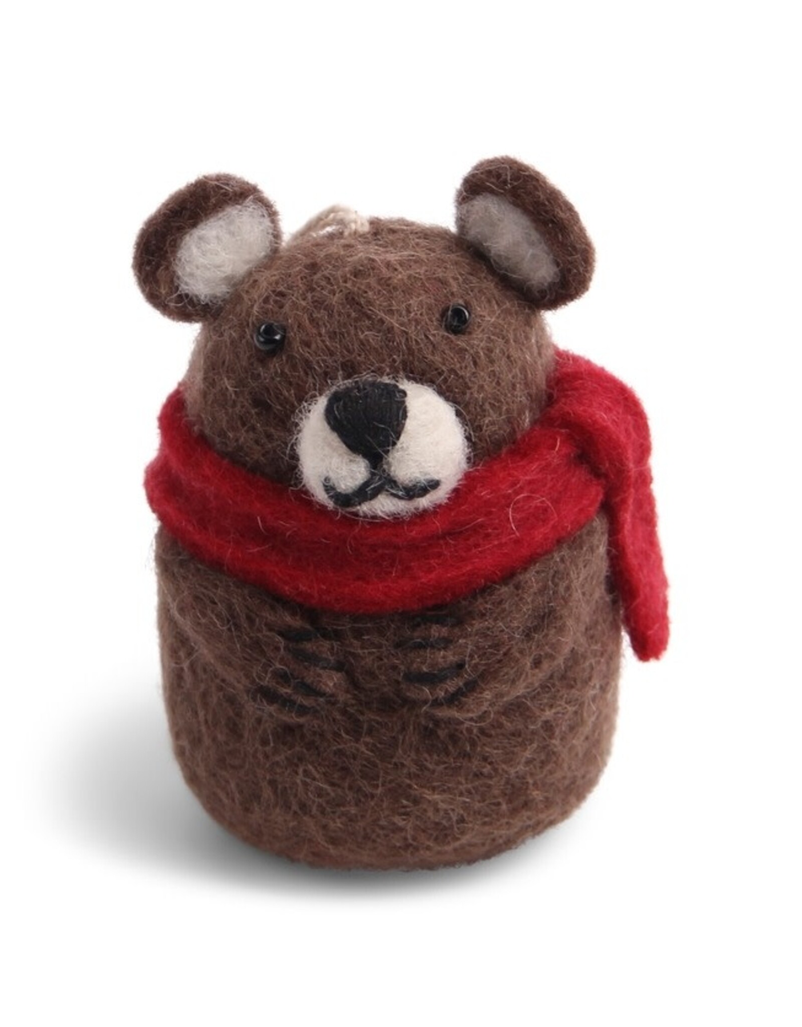 Felt Brown Bear w/ Scarf Ornament