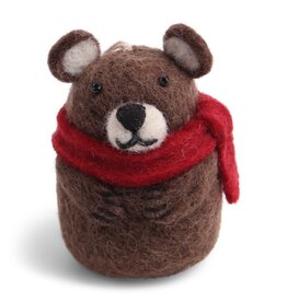 Felt Brown Bear w/ Scarf Ornament