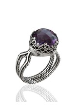 Amethyst Sterling Silver Filigree Ring  Size 7