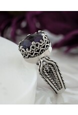 Amethyst Sterling Silver Filigree Ring  Size 7