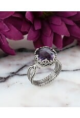 Amethyst Sterling Silver Filigree Ring  Size 7