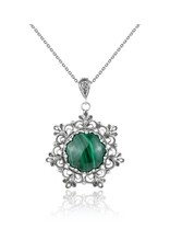 Malachite Filigree Sterling Silver Pendant Necklace