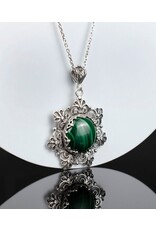 Malachite Filigree Sterling Silver Pendant Necklace