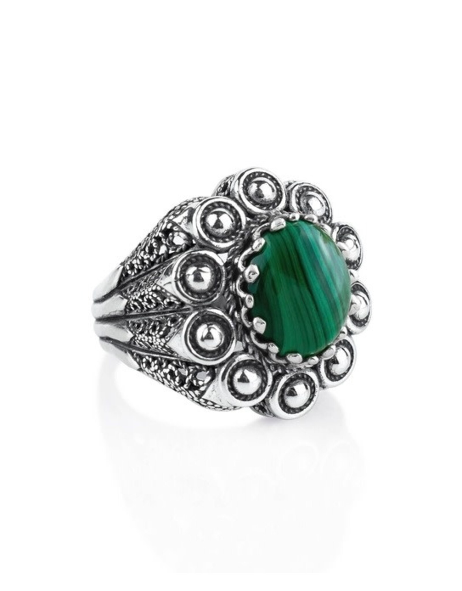 Malachite Sterling Silver Ring "Multiplicity" Size 7