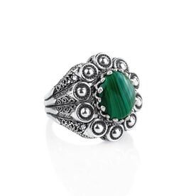 Malachite Sterling Silver Ring "Multiplicity" Size 7