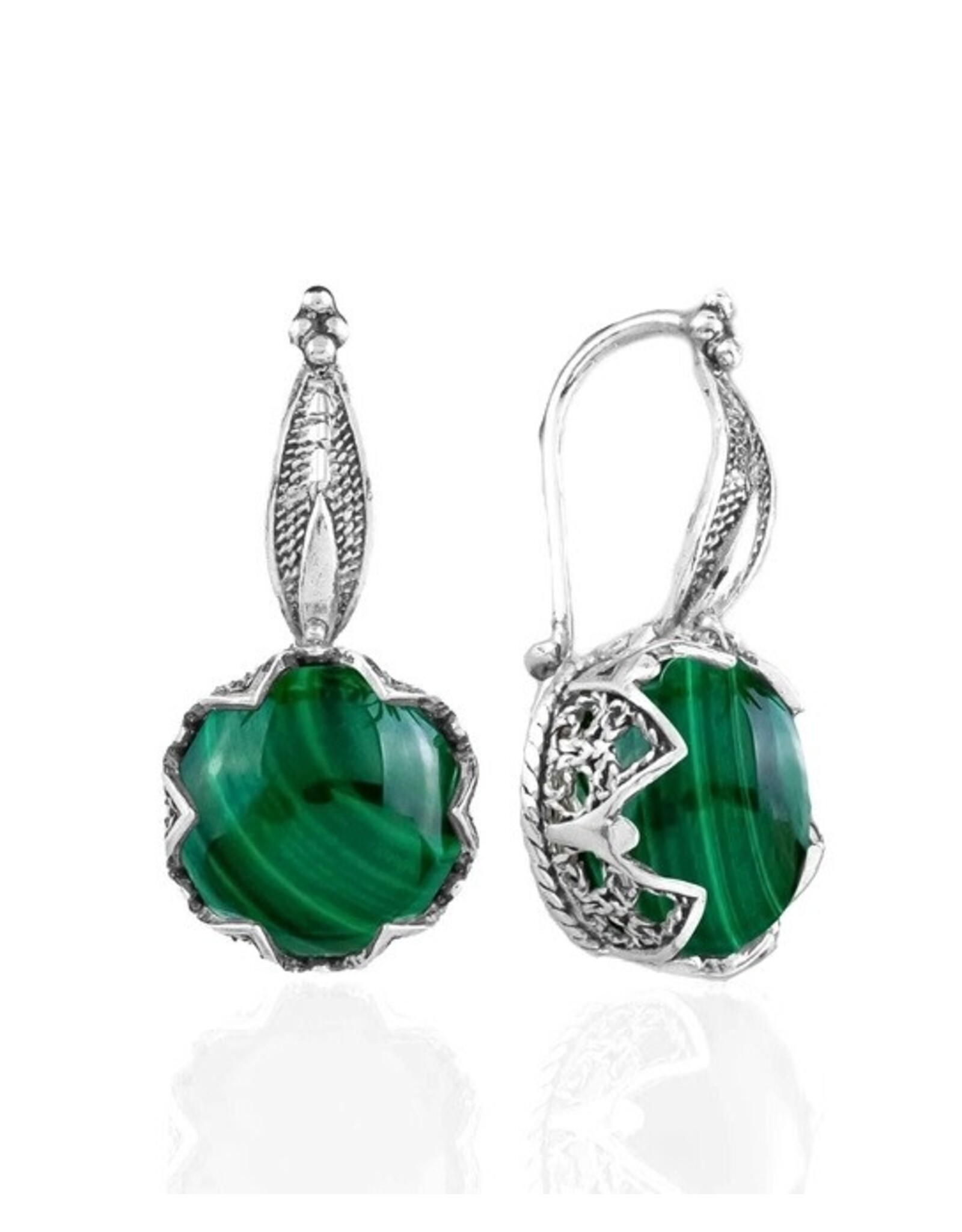 Malachite Sterling Silver Drop Earrings