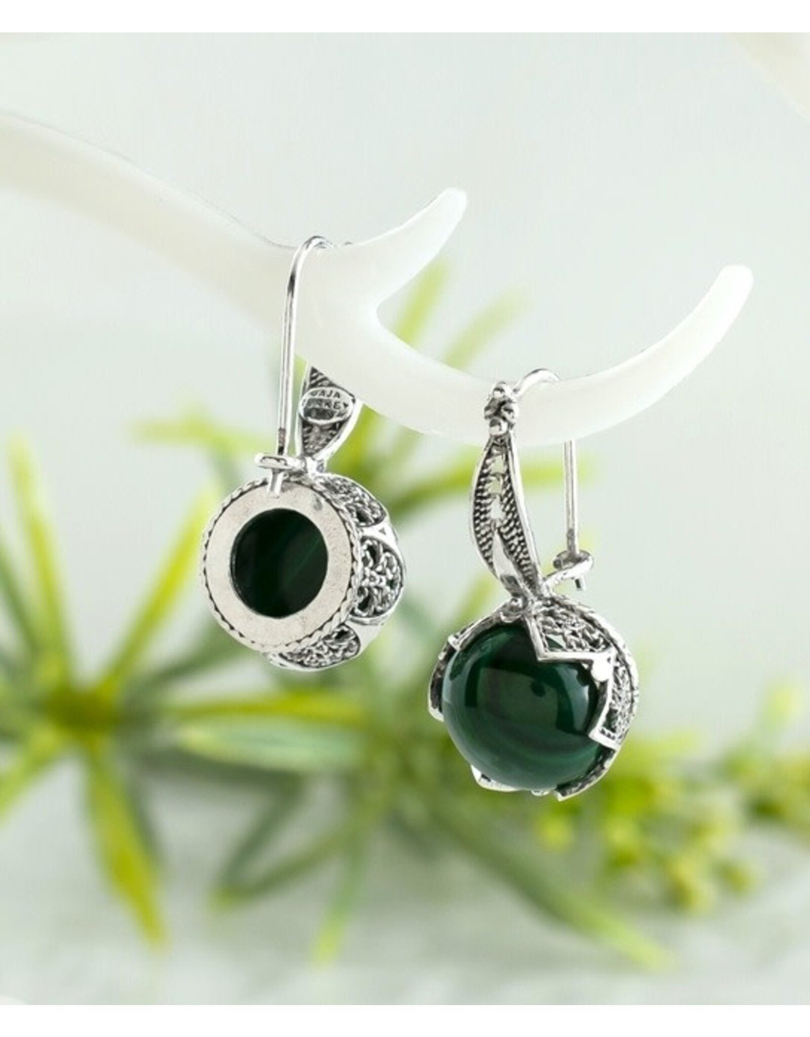 Malachite Sterling Silver Drop Earrings