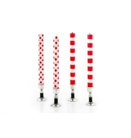 Red Stripes and Dots 4pk Taper Candles