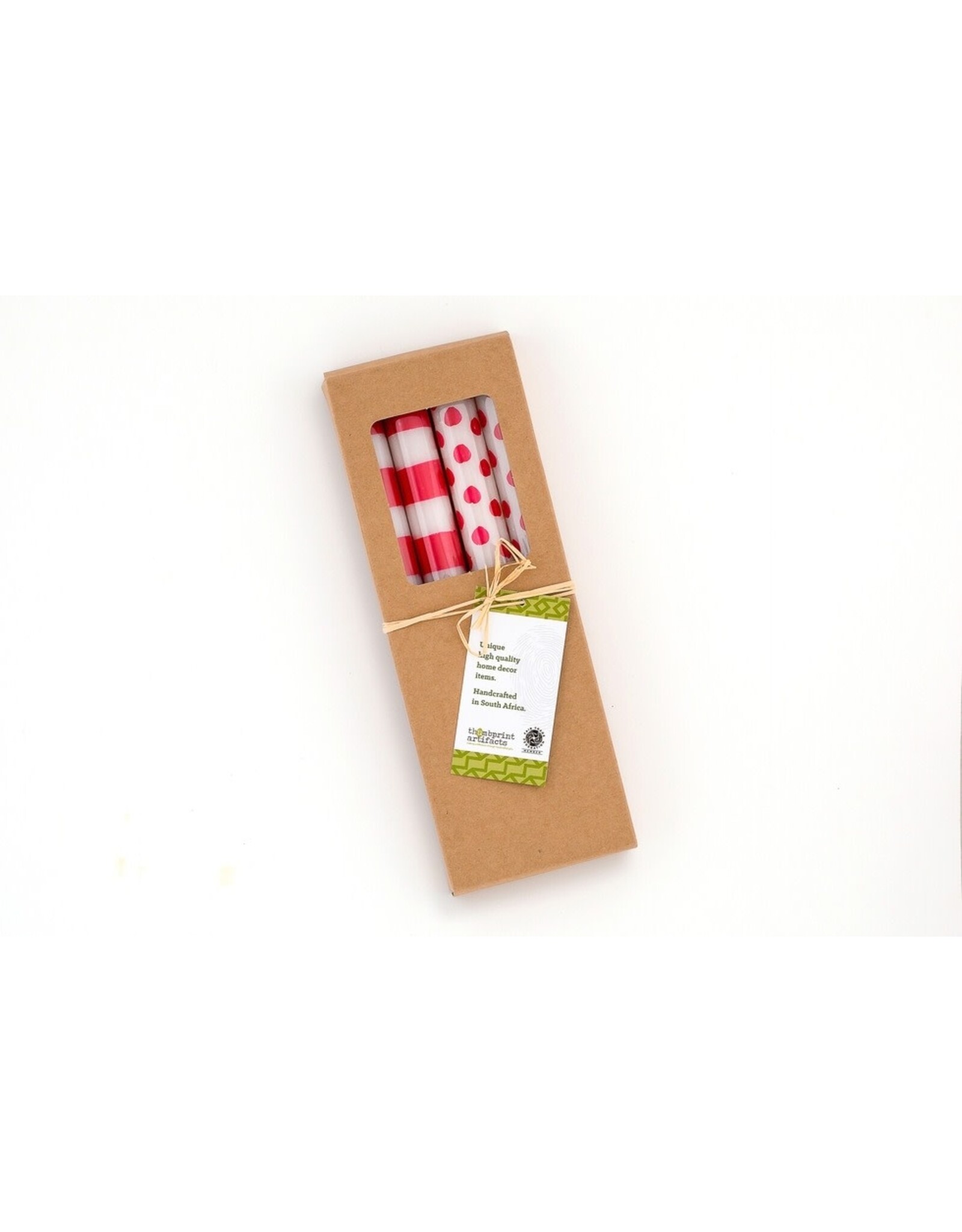 Red Stripes and Dots 4pk Taper Candles