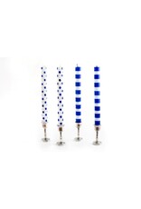 Blue Stripes and Dots 4pk Taper Candles
