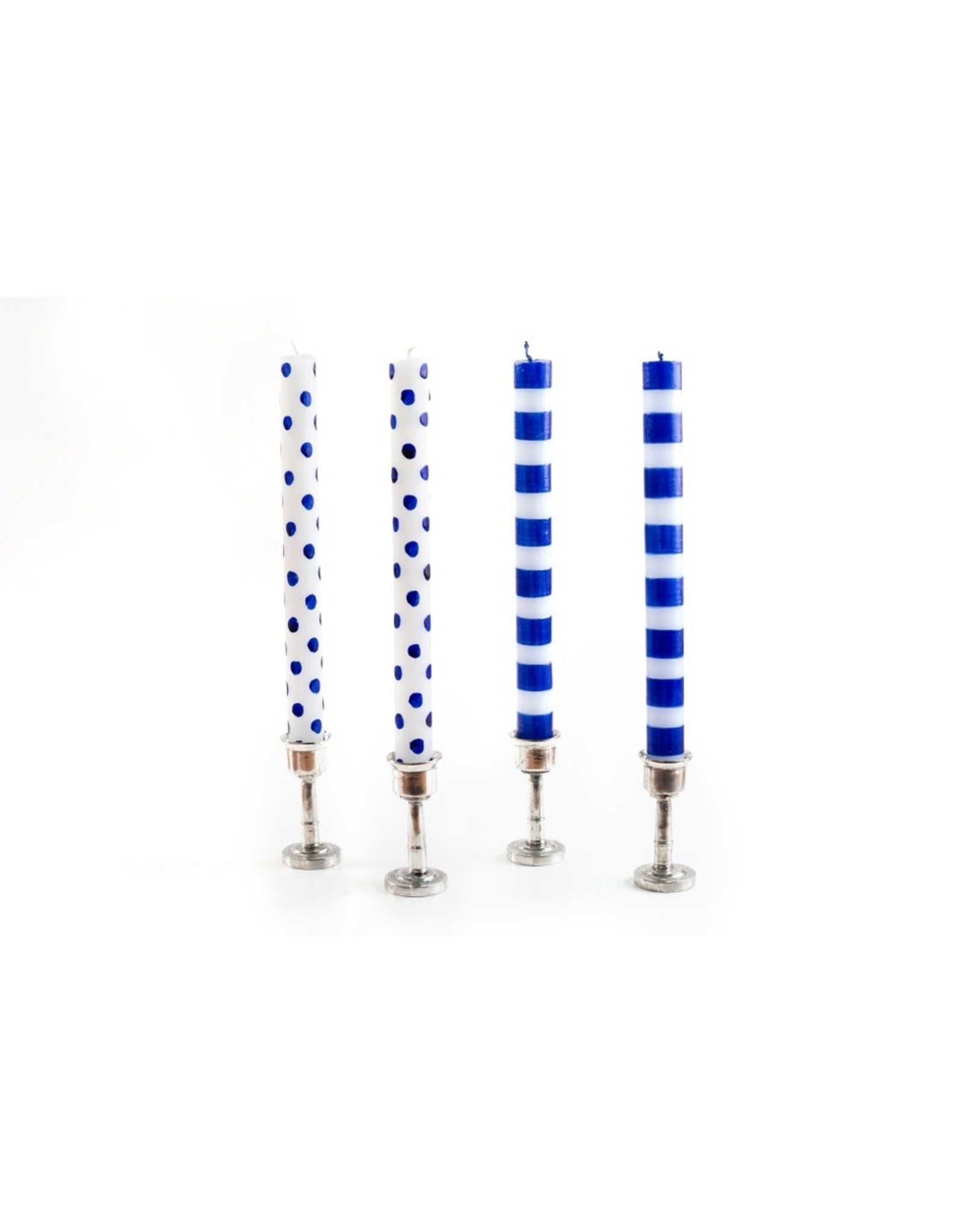 Blue Stripes and Dots 4pk Taper Candles