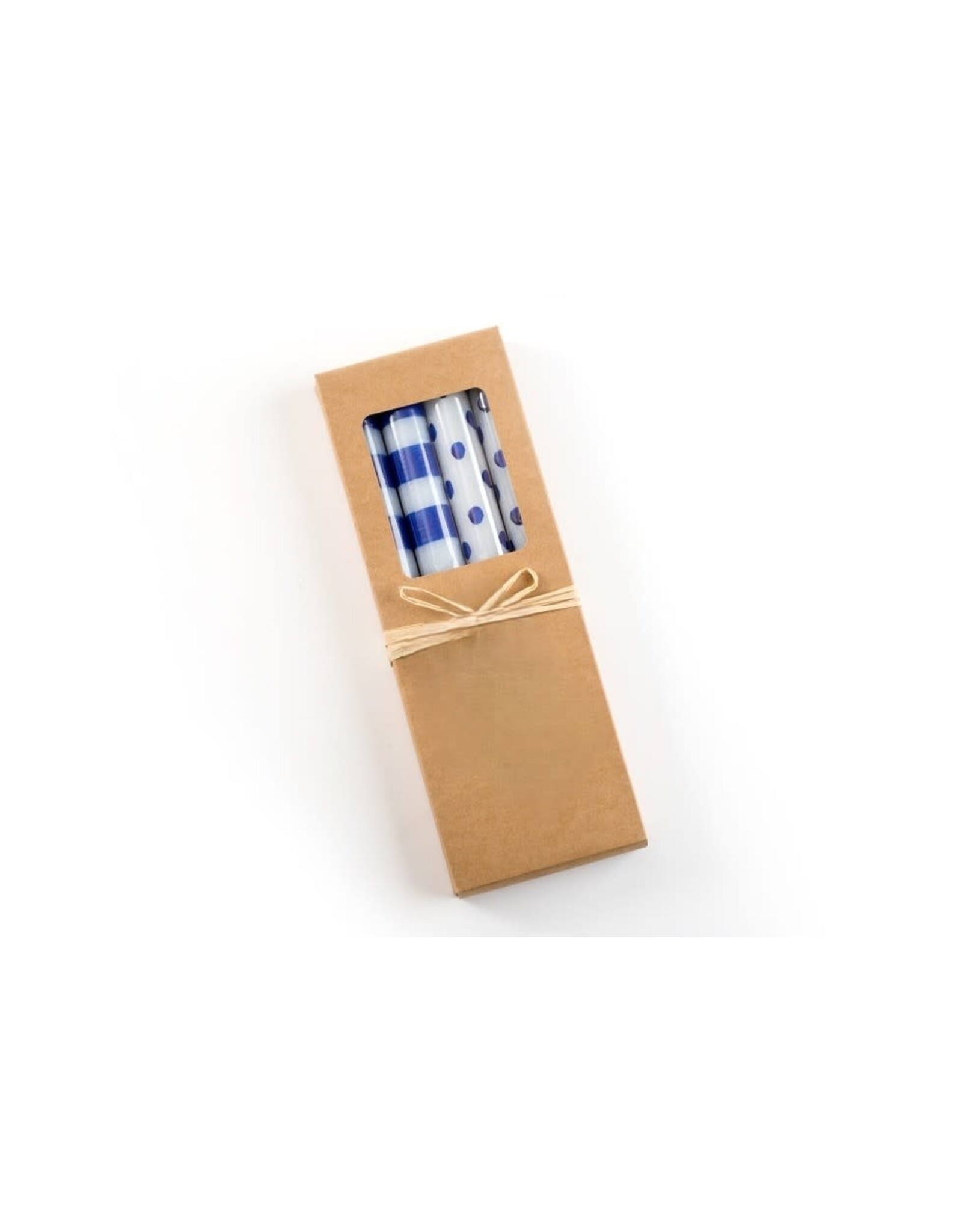 Blue Stripes and Dots 4pk Taper Candles
