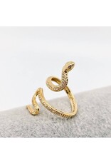 Cubic Zirconia Gold Plated Snake Ring