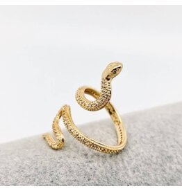 Cubic Zirconia Gold Plated Snake Ring