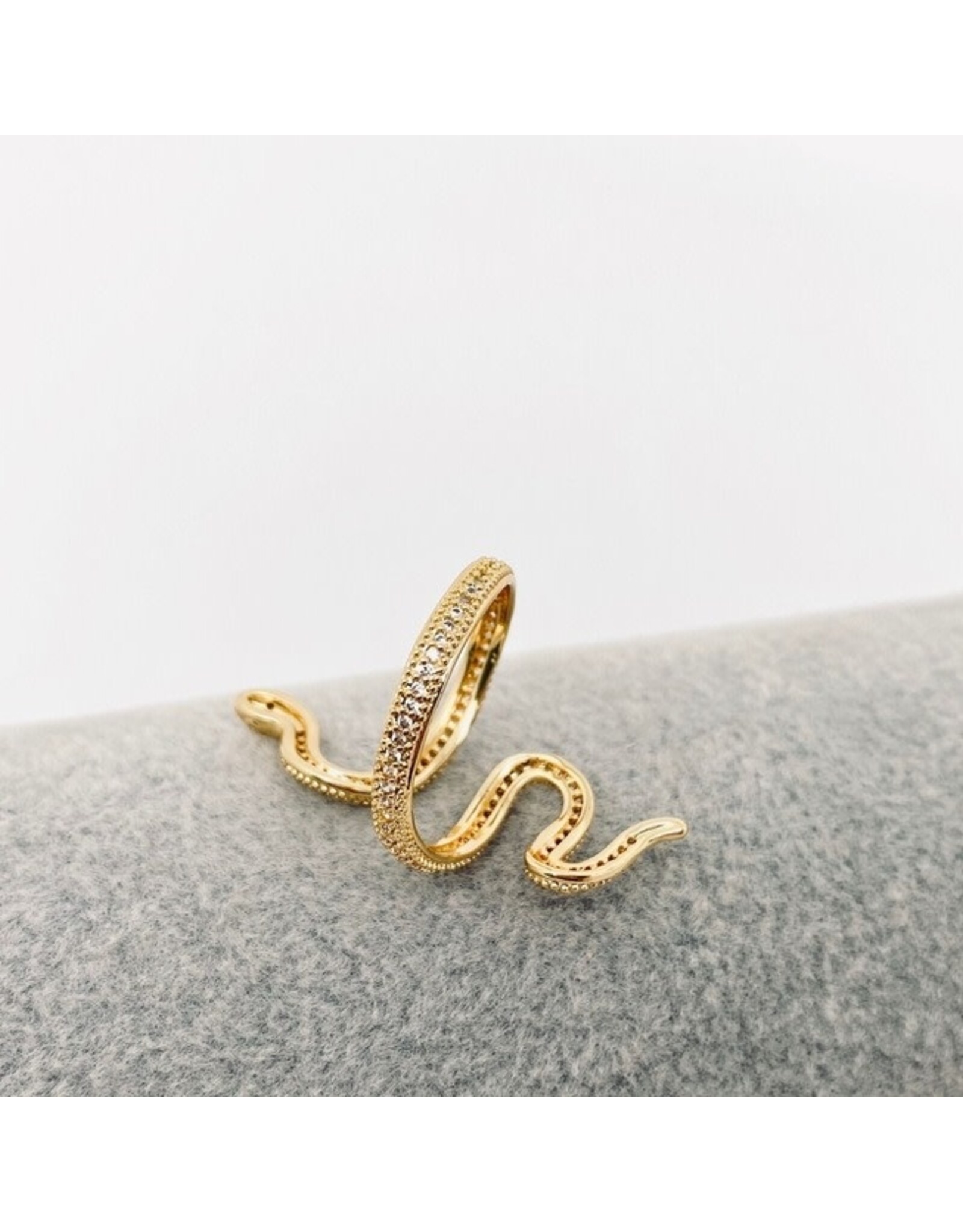 Cubic Zirconia Gold Plated Snake Ring