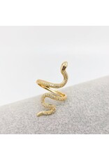 Cubic Zirconia Gold Plated Snake Ring