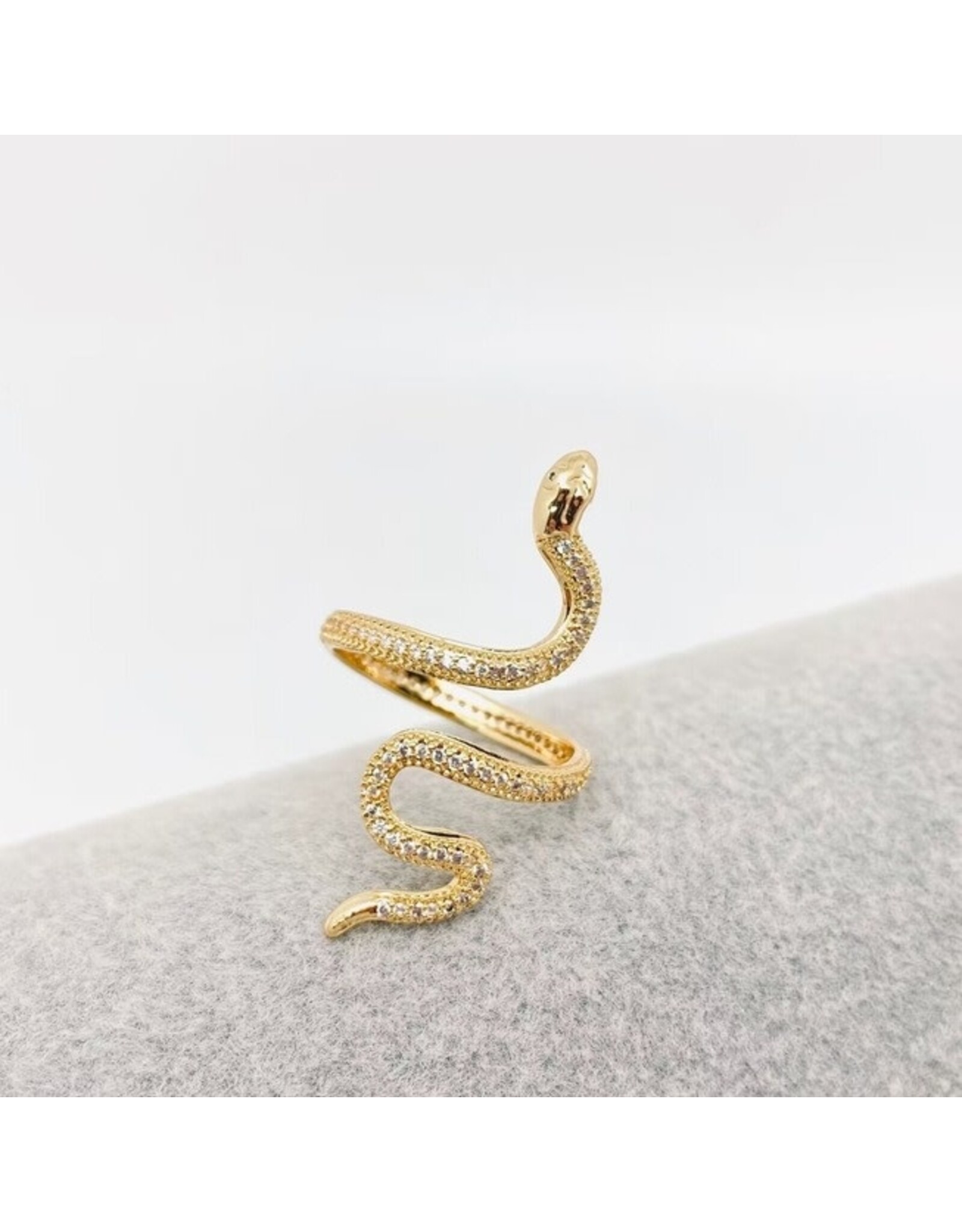 Cubic Zirconia Gold Plated Snake Ring