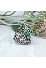 Malachite Filigree Sterling Silver Ring "Lace"  Size 7