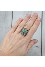 Malachite Filigree Sterling Silver Ring "Lace"  Size 7