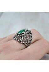 Malachite Filigree Sterling Silver Ring "Lace"  Size 7