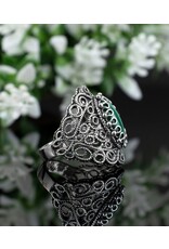 Malachite Filigree Sterling Silver Ring "Lace"  Size 8